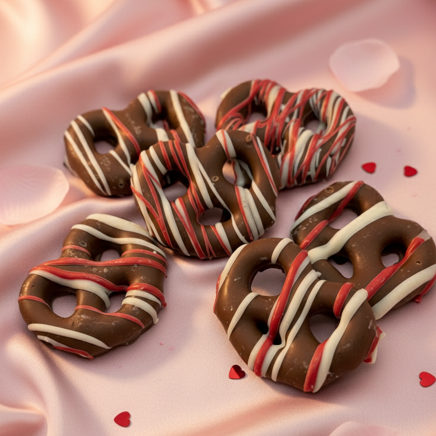 Bayard's Signature Chocolates Mini Pretzels - 1 lb. Heart Box - Milk and Dark - Valentines Special